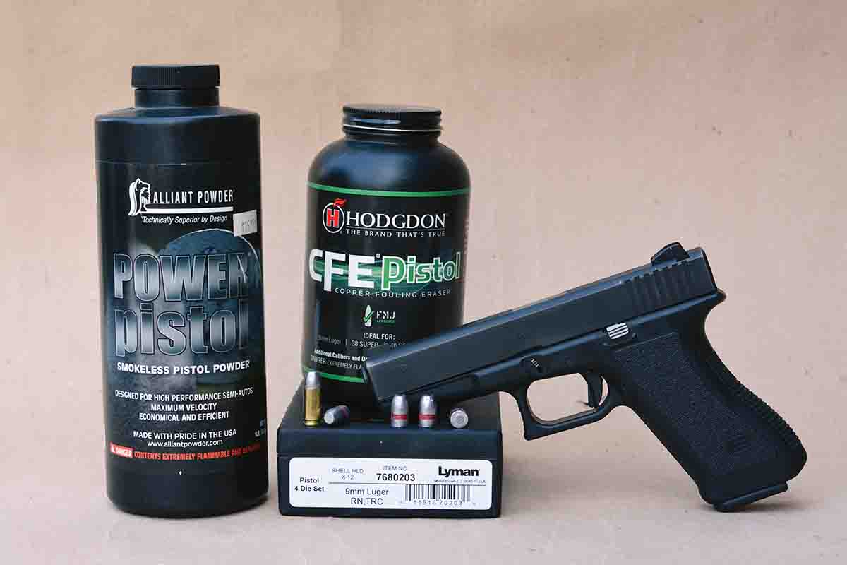 Alliant Power Pistol and Hodgdon CFE Pistol powders are suitable for handloading Rim Rock Bullets’ 148-grain Outdoorsman cast bullet in the 9mm Luger.
